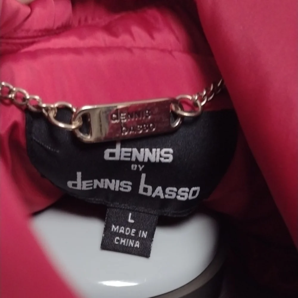 Dennis Basso Red Hooded Puffer Coat with Fur Trim - Picture 2 of 16